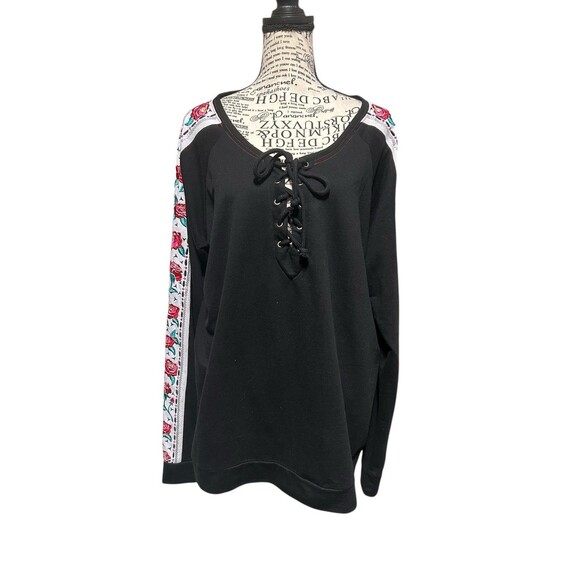 Rock and Roll Cowgirl Sz XXL Embroidered Lace Up V-neck Whimsical Horse Rodeo - Picture 1 of 9